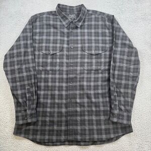 Filson Mens XL Flannel Long Sleeve Button Up Shirt Gray Plaid Work Outdoor